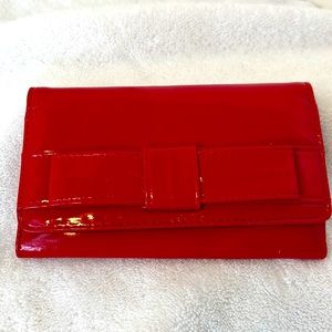 Mundi Red Bow tie Clutch Wallet Patent Leather NEW
